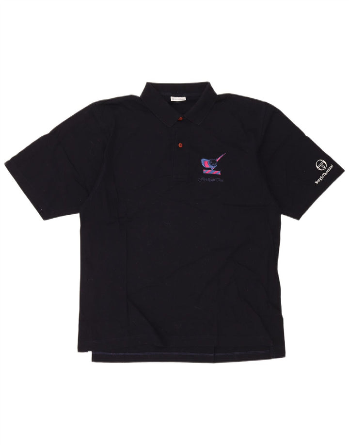 Sergio Tacchini Ανδρικό Πόλο Μπλουζάκι μεγάλο Navy Blue από βαμβάκι