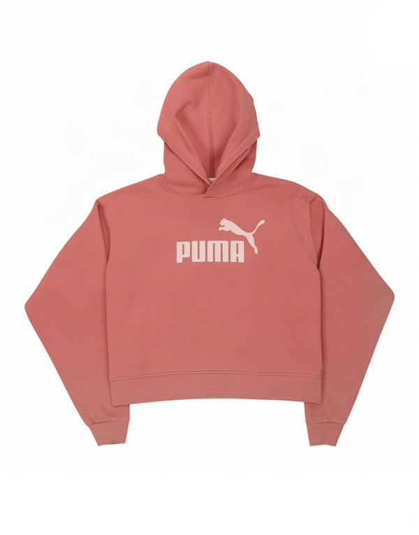 Puma Womens Crop Graphic Oversized Hoodie Jumper UK 14 Medium Pink Cotton