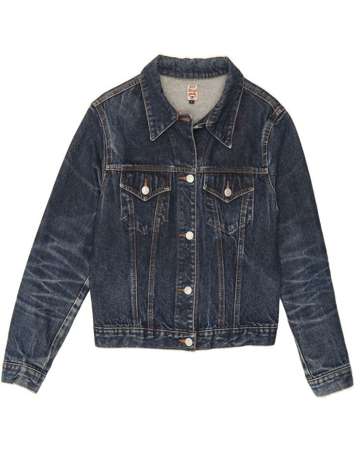 PIT STOP Womens Denim Jacket UK 14 Large Blue Cotton Vintage Pit Stop and Second-Hand Pit Stop from Messina Hembry 