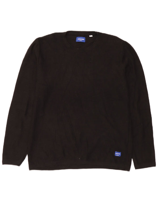 Jack & Jones Ανδρικό πουλόβερ με λαιμόκοψη XL Μαύρο βαμβακερό