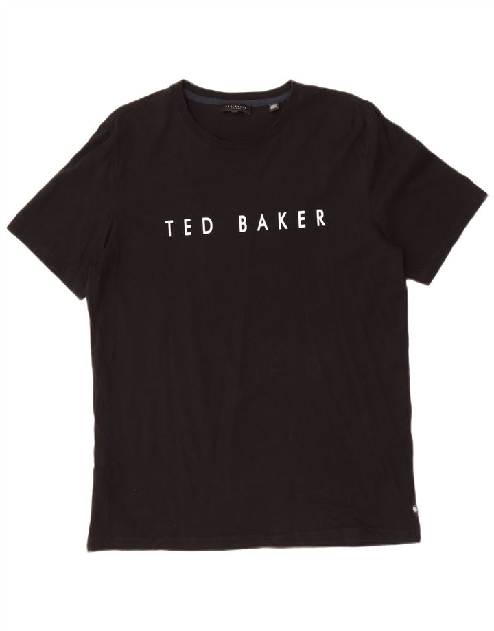 Ανδρικό T-Shirt γραφικό Ted Baker Top Size 3 Μεσαίο μαύρο βαμβακερό