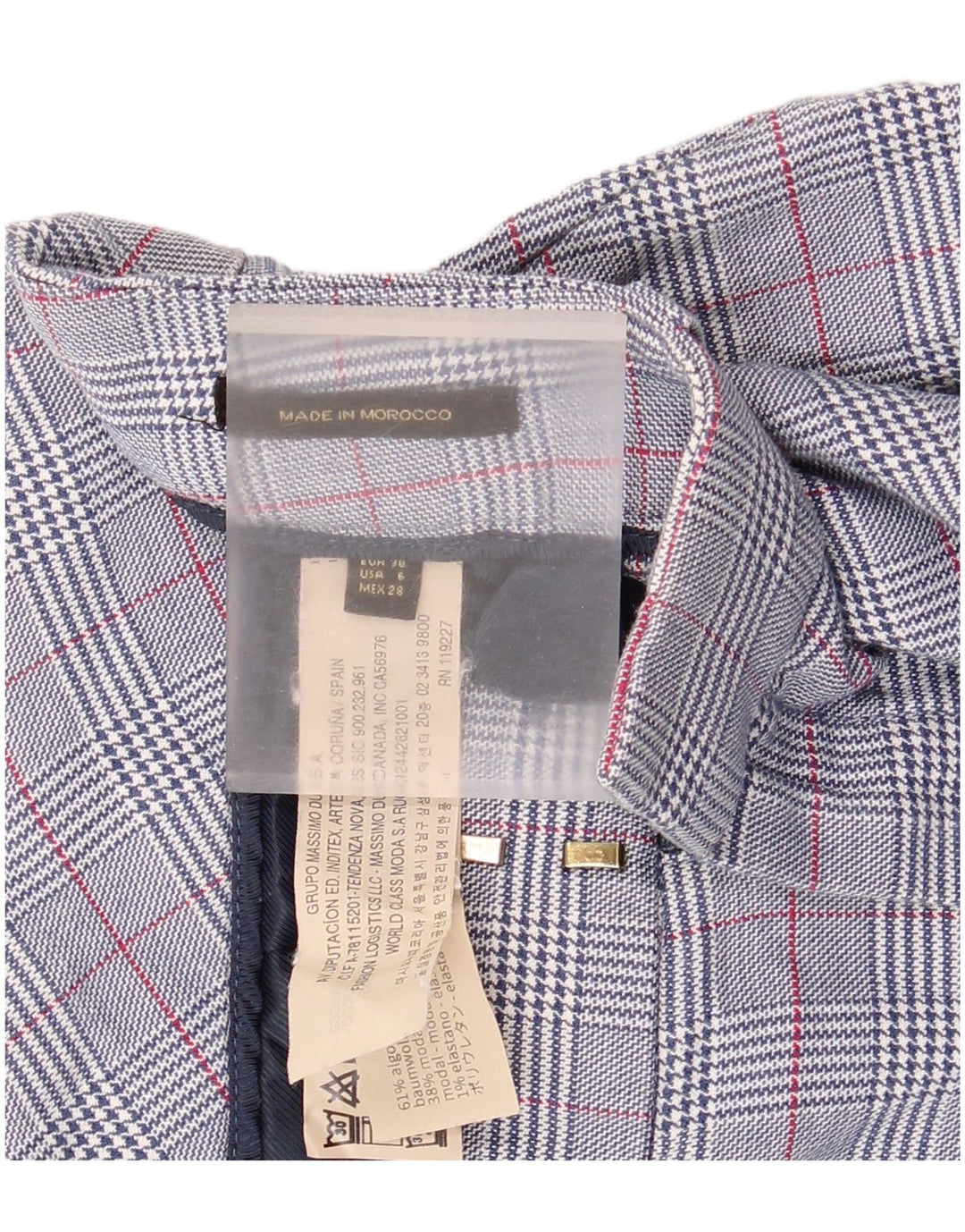 Massimo Dutti Γυναικείο παντελόνι Chino EU 38 Small W30 L26 Blue Houndstooth
