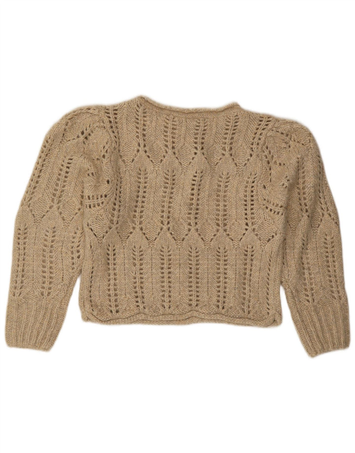 Γυναικείο πουλόβερ ZARA Crop See Through Boat Neck Jumper UK 14 Medium Beige