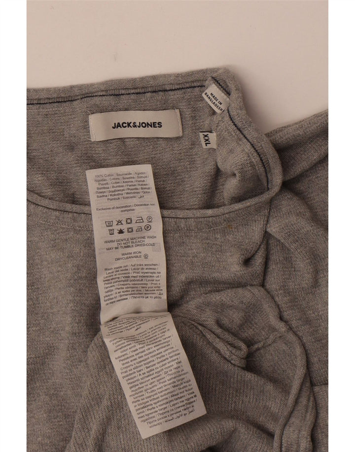 Jack & Jones Ανδρικό πουλόβερ με λαιμόκοψη 2XL γκρι