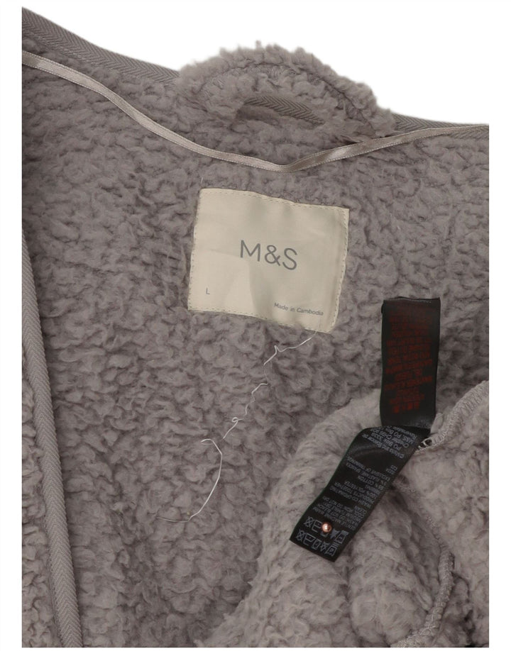 Marks & Spencer Γυναικείο Oversized Open Fleece Πανωφόρι UK 16 Large Grey