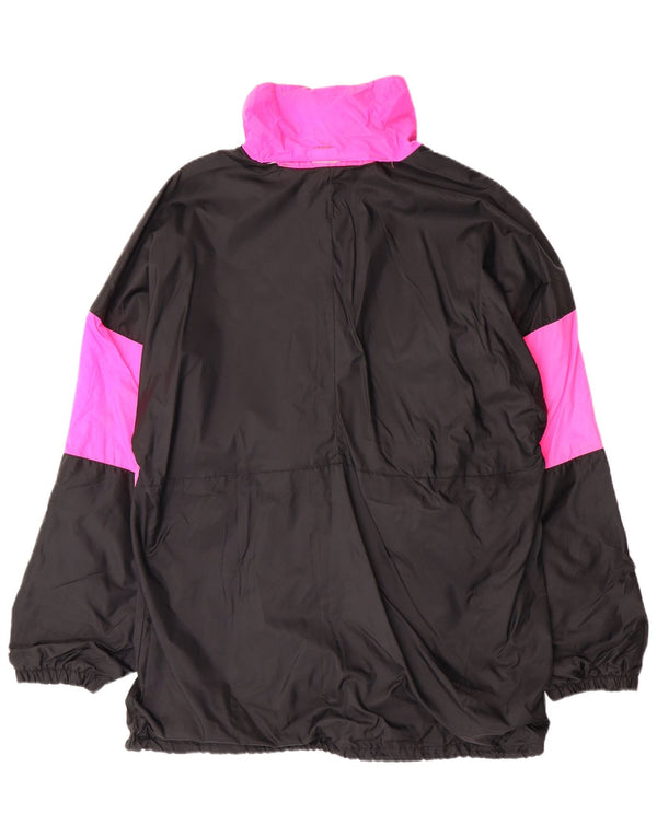 VINTAGE Ανδρικό μπουφάν Anorak με κουκούλα UK 38 Medium Black Colorblock Πολυαμίδιο