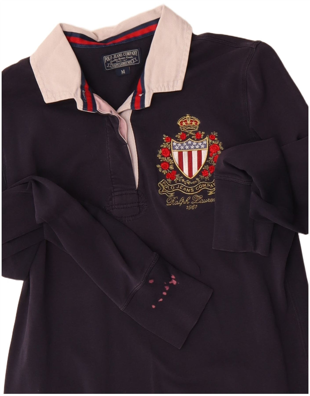 POLO RALPH LAUREN Γυναικείο μακρυμάνικο μπλουζάκι πόλο UK 12 Medium Navy Blue