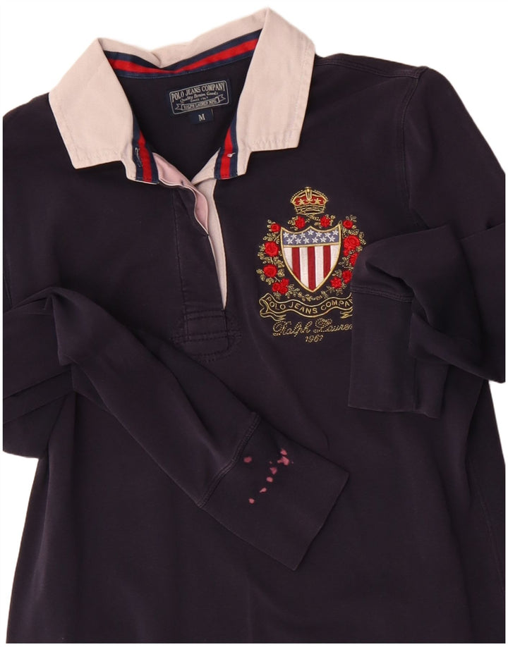 POLO RALPH LAUREN Γυναικείο μακρυμάνικο μπλουζάκι πόλο UK 12 Medium Navy Blue