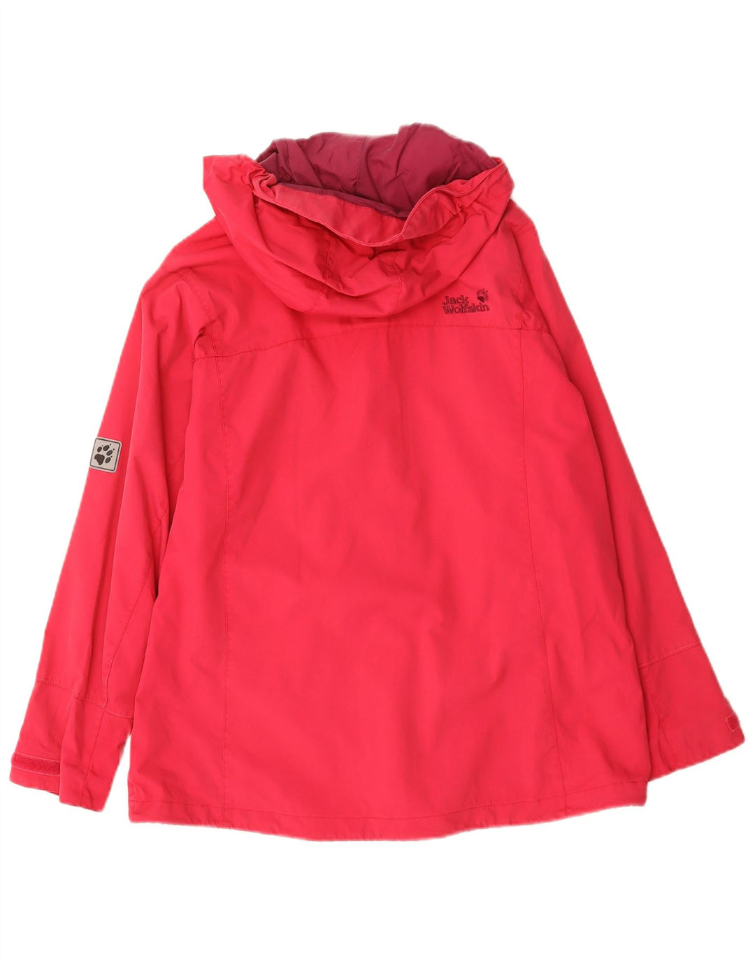 Jack Wolfskin Γυναικείο μπουφάν βροχής με κουκούλα UK 16 μεγάλο κόκκινο πολυαμίδιο