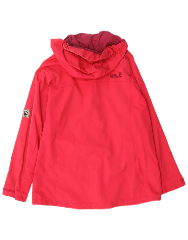 Jack Wolfskin Γυναικείο μπουφάν βροχής με κουκούλα UK 16 μεγάλο κόκκινο πολυαμίδιο