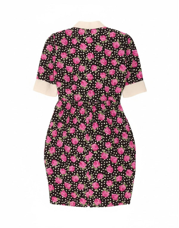 Vintage Γυναικείο Bodycon Φόρεμα IT 46 Large Μαύρο Floral Πολυεστέρας