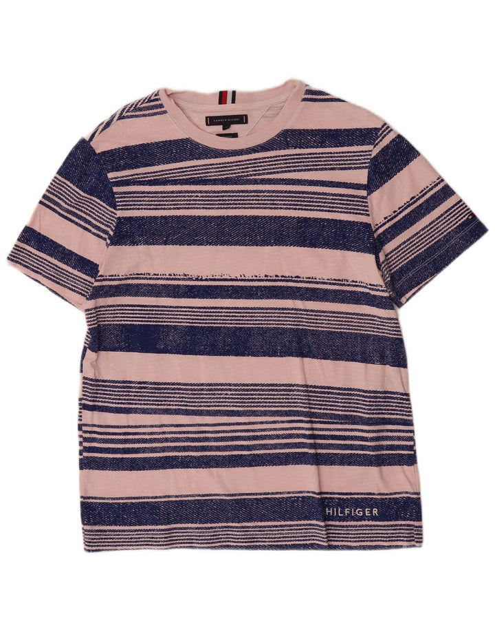 Tommy Hilfiger Ανδρικό T-Shirt Regular Fit Top Μεσαίο ροζ ριγέ