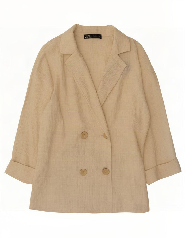Zara Γυναικείο Μπουφάν σακάκι με διπλό στήθος UK 10 Small Beige