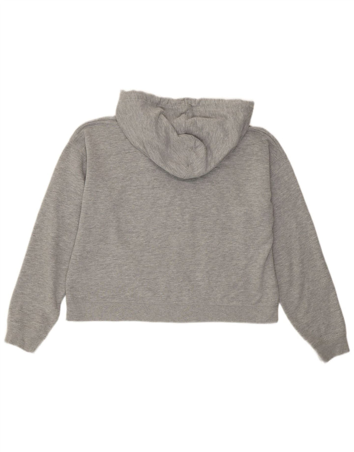 JACK WILLS Γυναικείο Crop Graphic Hoodie Jumper UK 12 Medium Grey Cotton