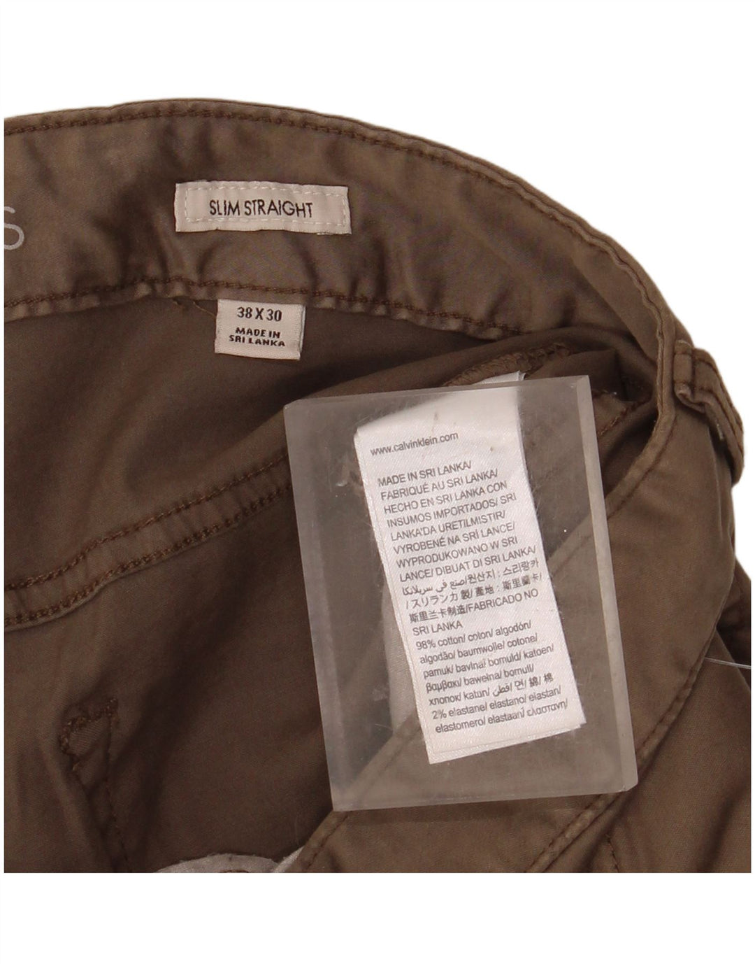 CALVIN KLEIN Ανδρικό λεπτό ίσιο casual παντελόνι W38 L30 Μπεζ βαμβακερό