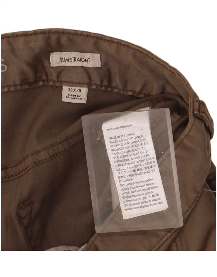 CALVIN KLEIN Ανδρικό λεπτό ίσιο casual παντελόνι W38 L30 Μπεζ βαμβακερό