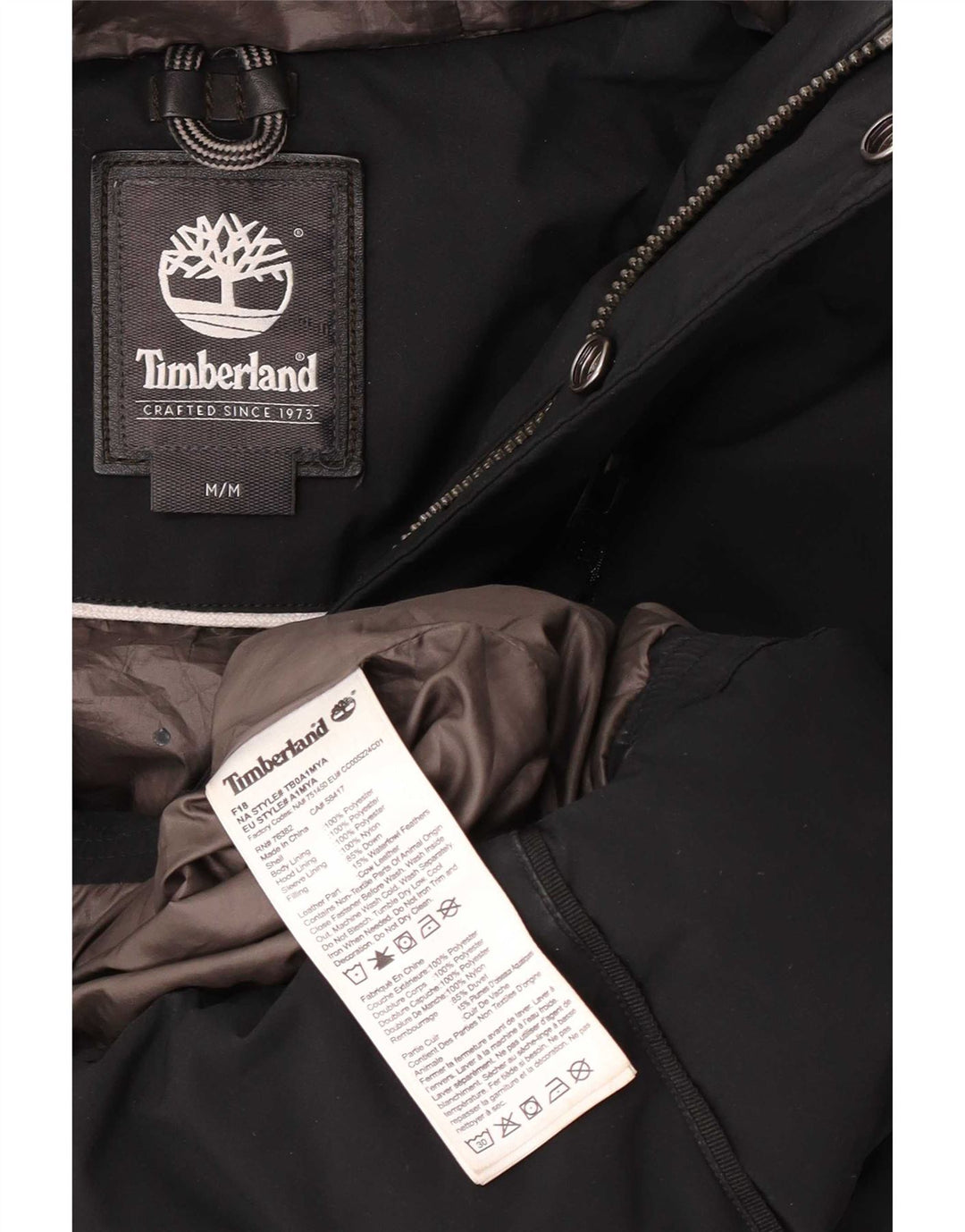 Ανδρικό μπουφάν με κουκούλα Timberland UK 38 Μεσαίο Μαύρο Πολυεστέρας