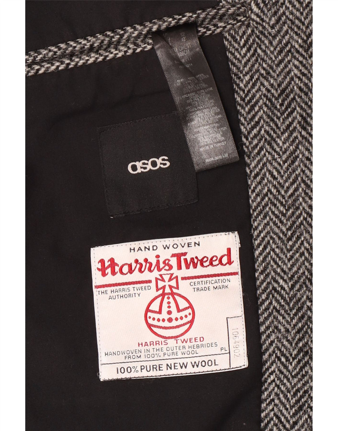 Ανδρικό σακάκι HARRIS TWEED UK 40 Large Grey Pearringbone Classic