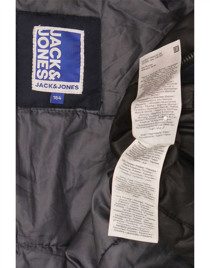 Jack & Jones Boys Hooded Poddded Coat 13-14 Years Navy Blue Polyester