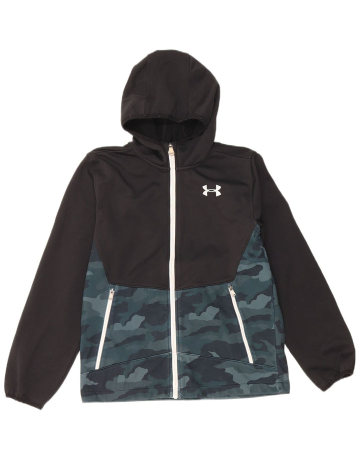 Under Armour Boys Zip Hoodie πουλόβερ 11-12 ετών Μεγάλο Μαύρο Καμουφλάζ