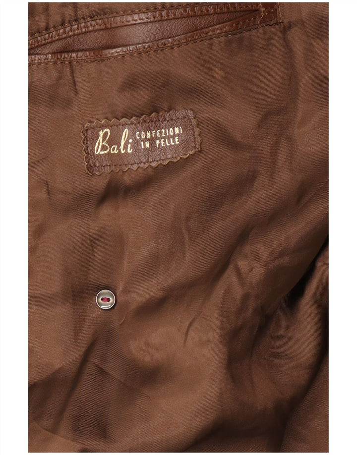 VINTAGE Ανδρικό Δερμάτινο Παλτό UK 38 Δερμάτινο Μεσαίο Καφέ