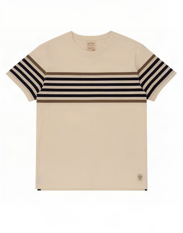 Ανδρικό T-Shirt Fat Face Top Βαμβακερό μεσαίο λευκό ριγέ