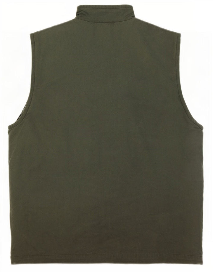 Vintage Mens Utility Gilet UK 38 Medium Khaki Cotton