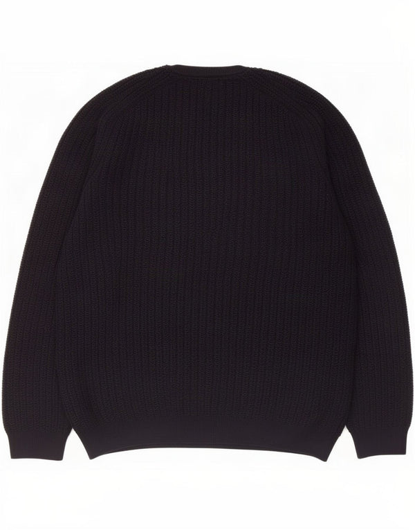 Massimo Dutti Γυναικείο πουλόβερ με λαιμόκοψη UK 16 Large Navy Blue από βαμβάκι