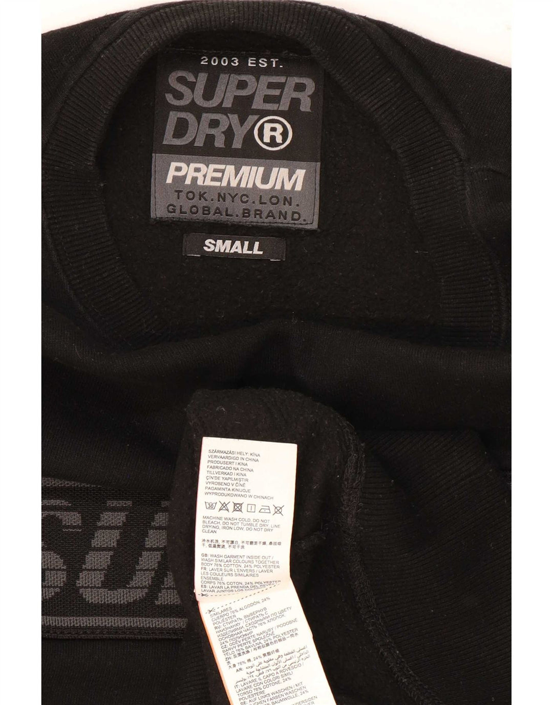 Ανδρικό γραφικό φούτερ Superdry Jumper Μικρό μαύρο βαμβακερό