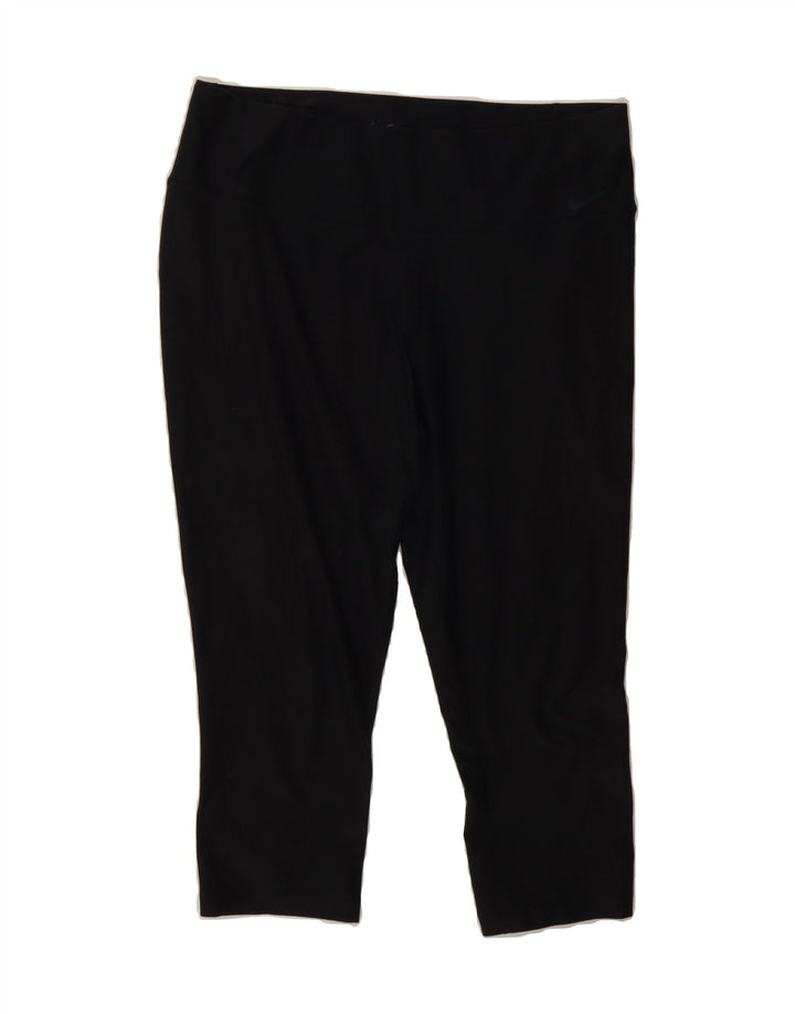 NIKE Womens Dri Fit Capri Leggings UK 14 Large  Black Polyester Vintage Nike and Second-Hand Nike from Messina Hembry 