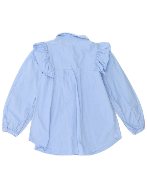 Zara Girls Ruffle πουκάμισο Μπροστινό Μπλούζα 13-14 ετών Μπλε