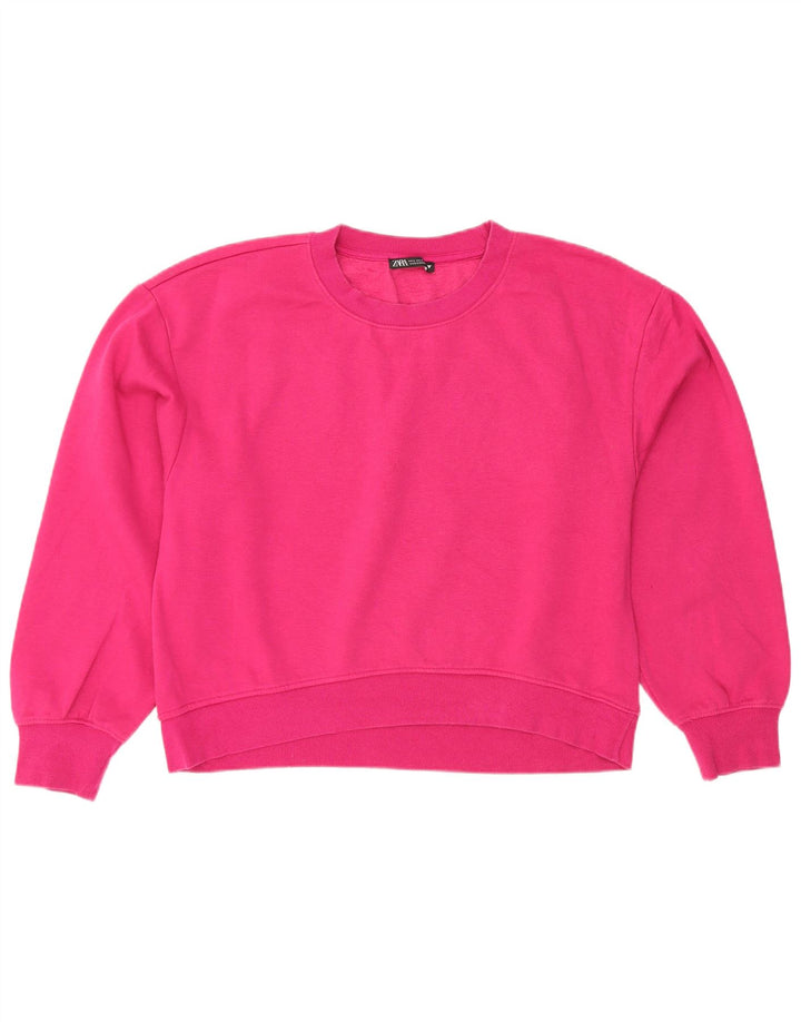 Zara Γυναικεία φούτερ Crop Jumper UK 16 Large Pink
