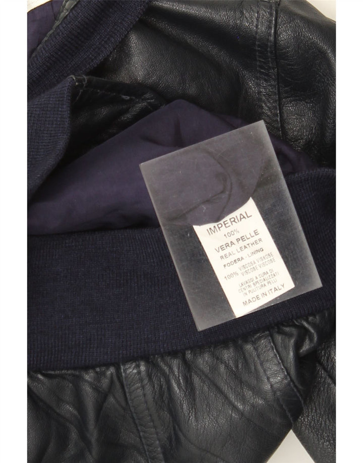 Imperial Γυναικείο Δερμάτινο Μπουφάν UK 12 Medium Navy Blue Leather