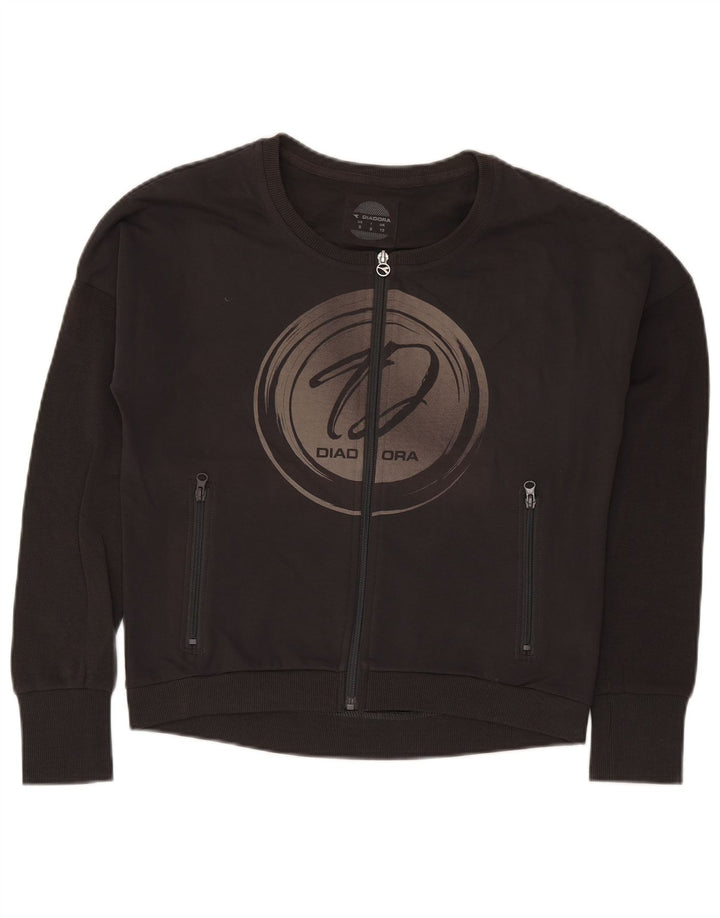 Diadora Γυναικεία φόρμα φόρμας μεγάλου μεγέθους, γραφικά, μπουφάν UK 10 Small Black