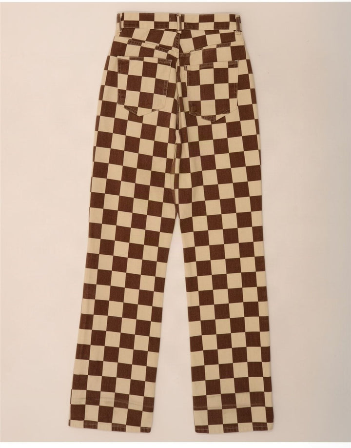 Pull & Bear Γυναικείο ίσιο τζιν EU 34 XS W24 L31 Καφέ γεωμετρικό