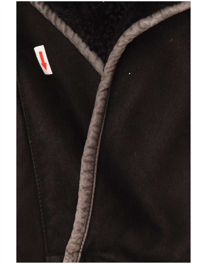Vintage Ανδρικό Shearling Jacket IT 50 Large Black Shearling