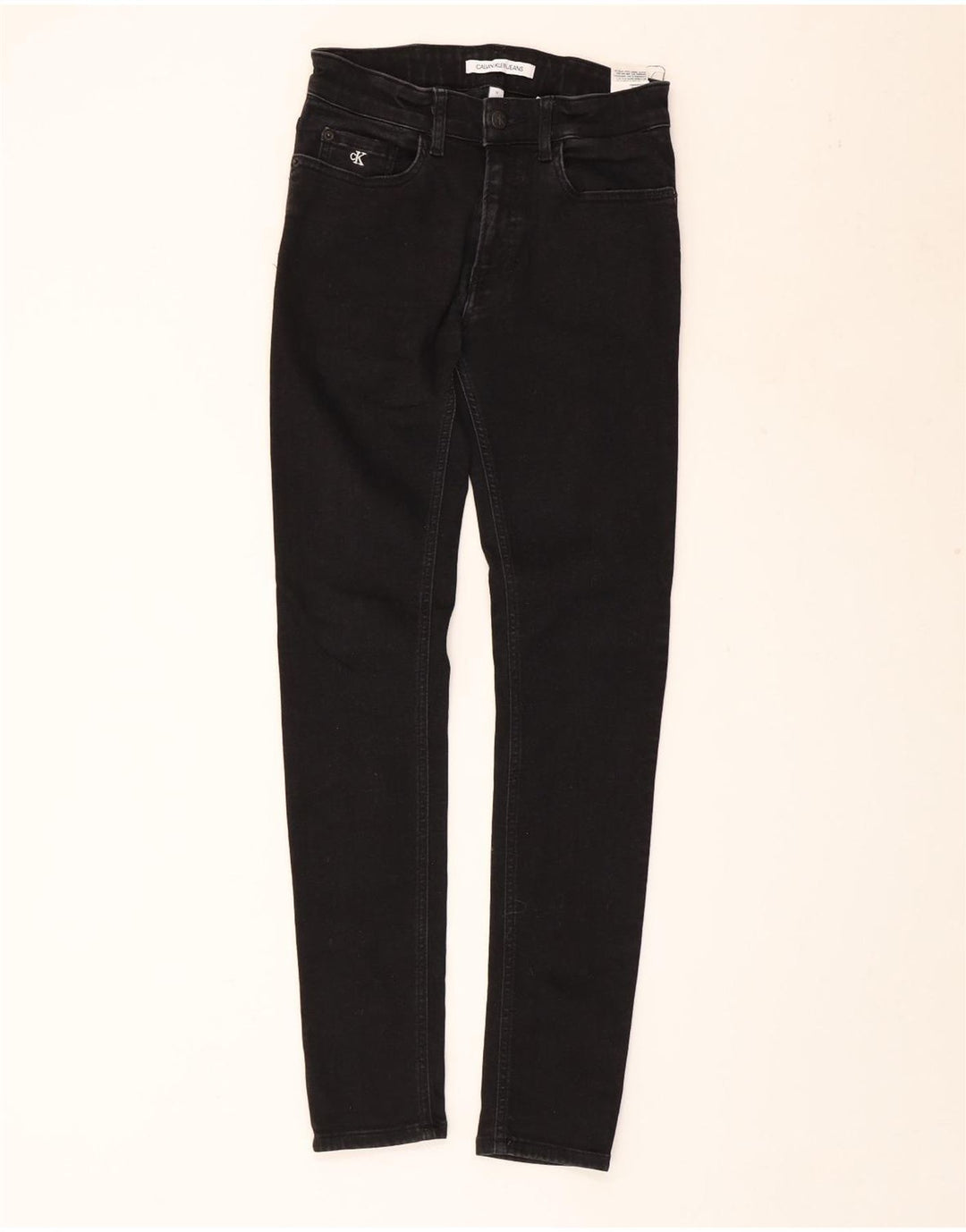 CALVIN KLEIN Boys Skinny Jeans 13-14 ετών W26 L29 Μαύρο βαμβακερό