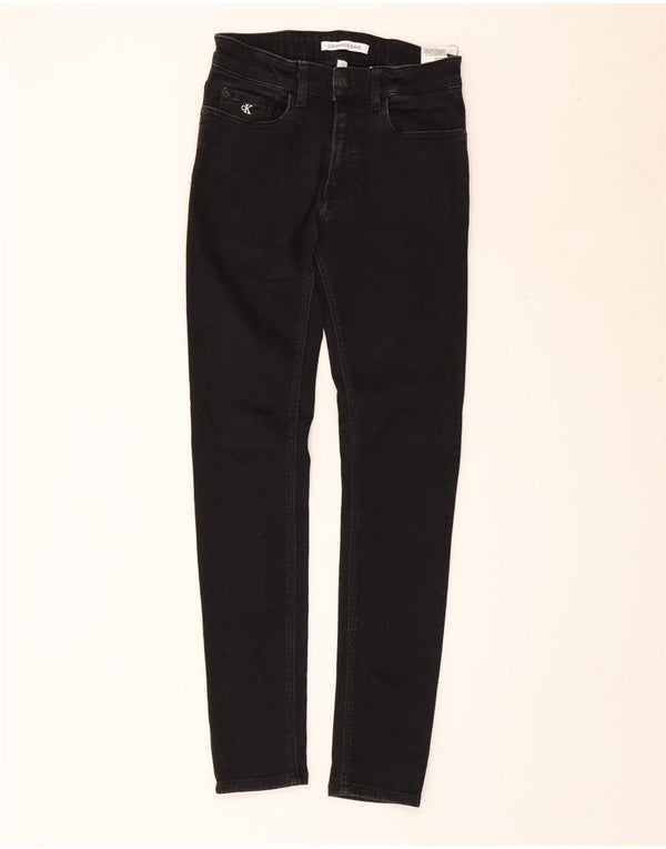 CALVIN KLEIN Boys Skinny Jeans 13-14 ετών W26 L29 Μαύρο βαμβακερό