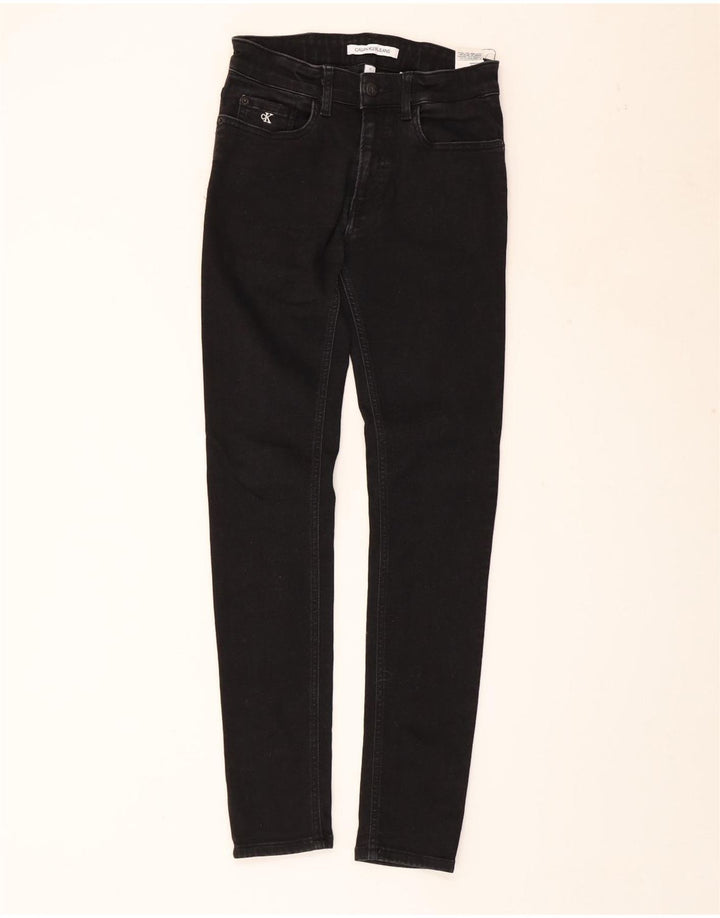 CALVIN KLEIN Boys Skinny Jeans 13-14 ετών W26 L29 Μαύρο βαμβακερό