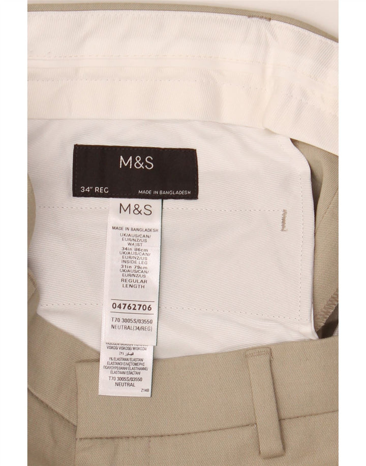 Marks & Spencer Ανδρικό Slim παντελόνι Chino W34 L31 Beige Polyester
