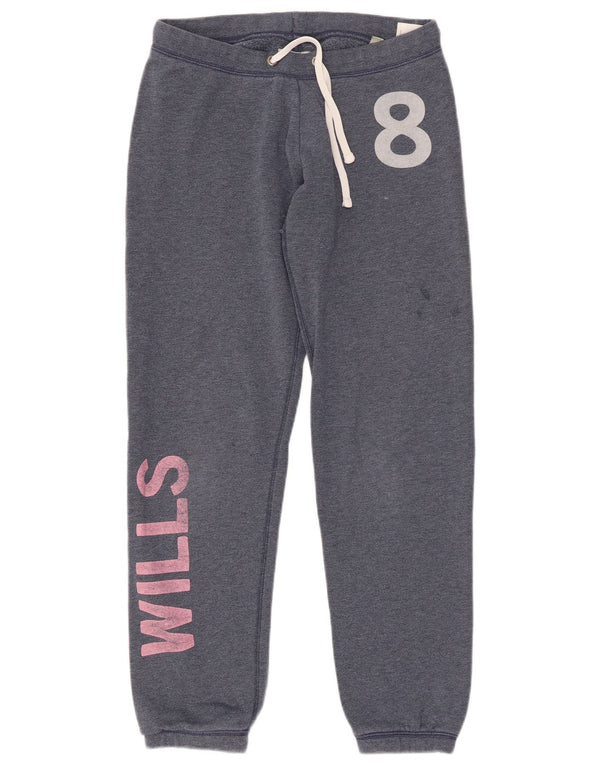 JACK WILLS Γυναικεία αθλητική φόρμα γραφικών παντελόνι Joggers UK 8 Small Navy Blue