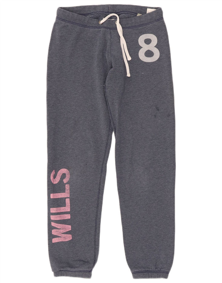 JACK WILLS Γυναικεία αθλητική φόρμα γραφικών παντελόνι Joggers UK 8 Small Navy Blue