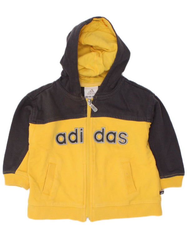 Γραφικό πουλόβερ Adidas Baby Boys με κουκούλα 9-12 μηνών κίτρινο χρώμα