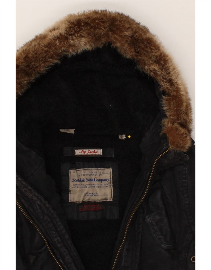 SCOTCH & SODA Boys Hooded Parka Jacket 5-6 Years Black Vintage Scotch & Soda and Second-Hand Scotch & Soda from Messina Hembry 