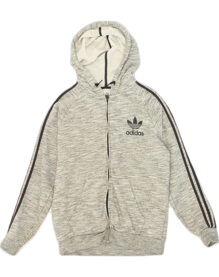 Ανδρικό πουλόβερ με κουκούλα με φερμουάρ ADIDAS μεσαίο βαμβακερό γκρι