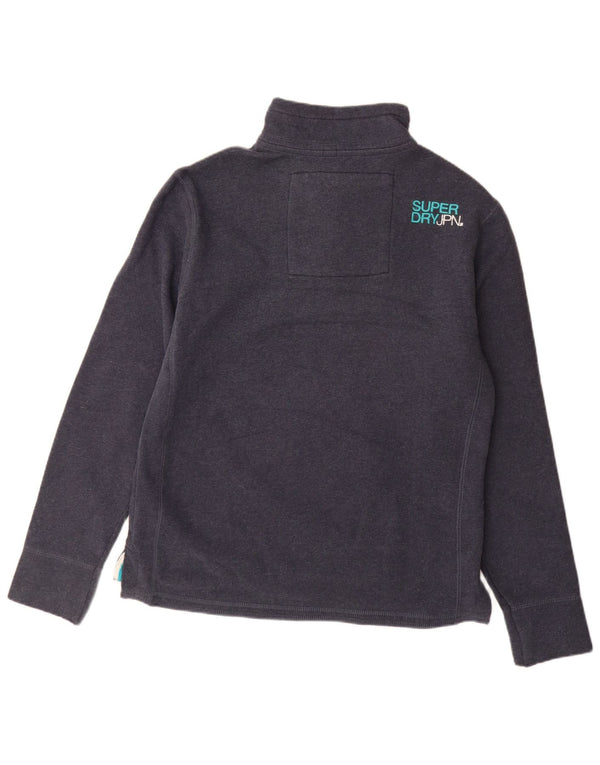 Ανδρικό φούτερ με γραφικό λαιμό με κουμπιά Superdry Jumper XL Navy Blue Cotton