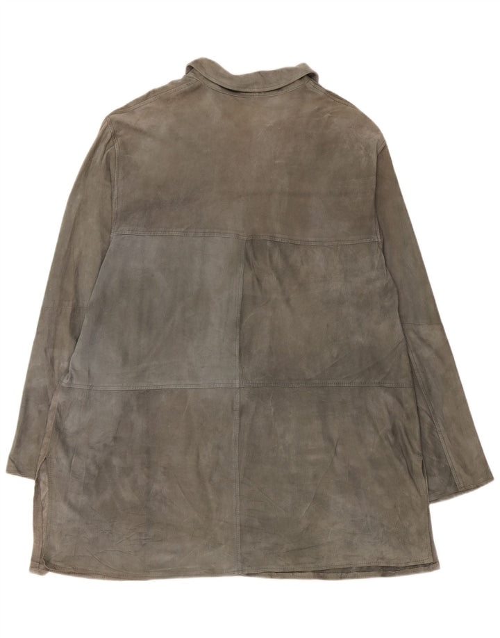 Vintage Γυναικείο Suede Jacket UK 20 2XL Γκρι Δερμάτινο