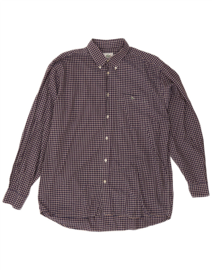 Ανδρικό πουκάμισο Lacoste Νούμερο 42 Μεγάλο Navy Blue Gingham Cotton