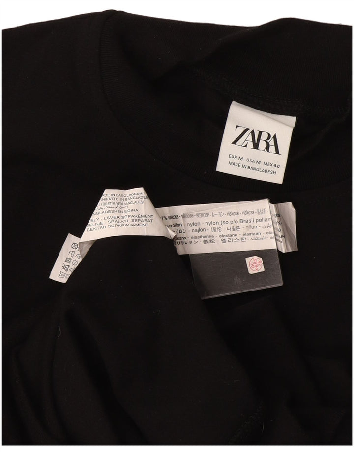 Zara Γυναικεία Φούτερ Jumper UK 14 Medium Black Viscose