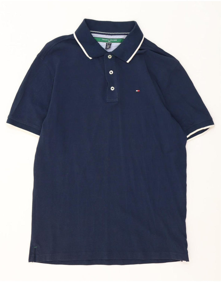 Ανδρικό μπλουζάκι πόλο Tommy Hilfiger, Βαμβακερό, μεσαίο, μπλε ναυτικό, ριγέ